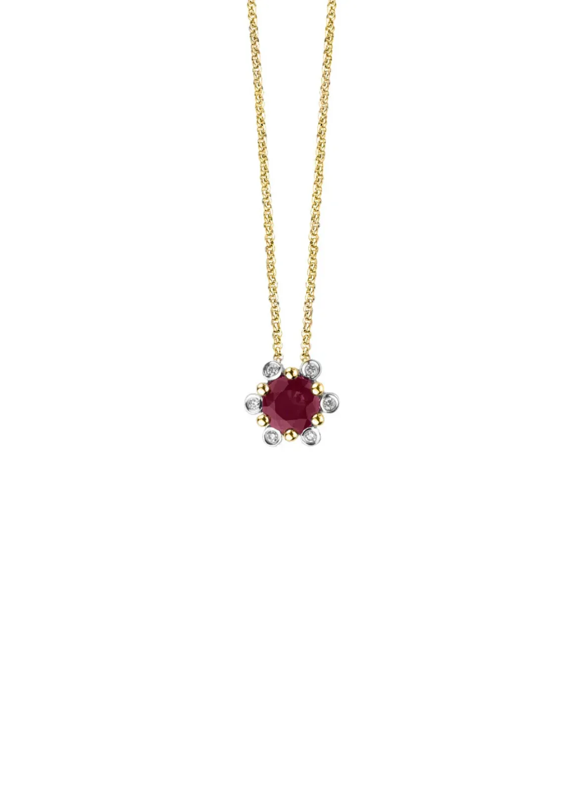 Diamond Point Losse Hangers|Geelgouden Bruidssieraden<Geelgouden hanger, 0.44 ct robijn, Empress