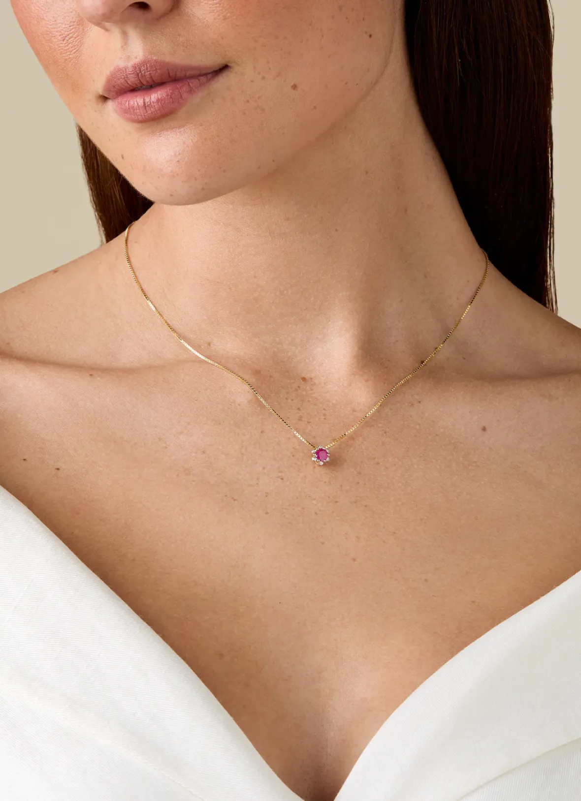 Diamond Point Losse Hangers|Geelgouden Bruidssieraden<Geelgouden hanger, 0.44 ct robijn, Empress