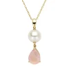Diamond Point Losse Hangers|Geelgouden Bruidssieraden<Geelgouden hanger, 1.20 ct rozenkwarts, Rivièra