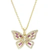 Diamond Point Losse Hangers|Geelgouden Bruidssieraden<Geelgouden hanger, 0.19 ct roze saffier, Butterfly Kisses