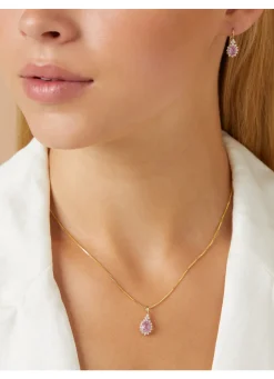 Diamond Point Losse Hangers|Geelgouden Bruidssieraden<Geelgouden hanger, 1.00 ct roze saffier, Eden