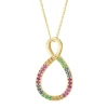 Diamond Point Losse Hangers|Geelgouden Bruidssieraden<Geelgouden hanger, 0.07 ct roze saffier, Ensemble