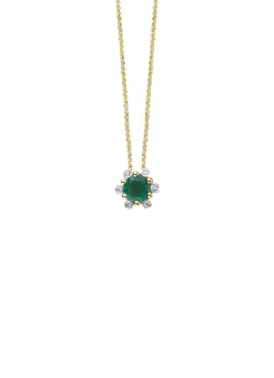 Diamond Point Losse Hangers|Geelgouden Bruidssieraden<Geelgouden hanger, 0.35 ct smaragd, Empress