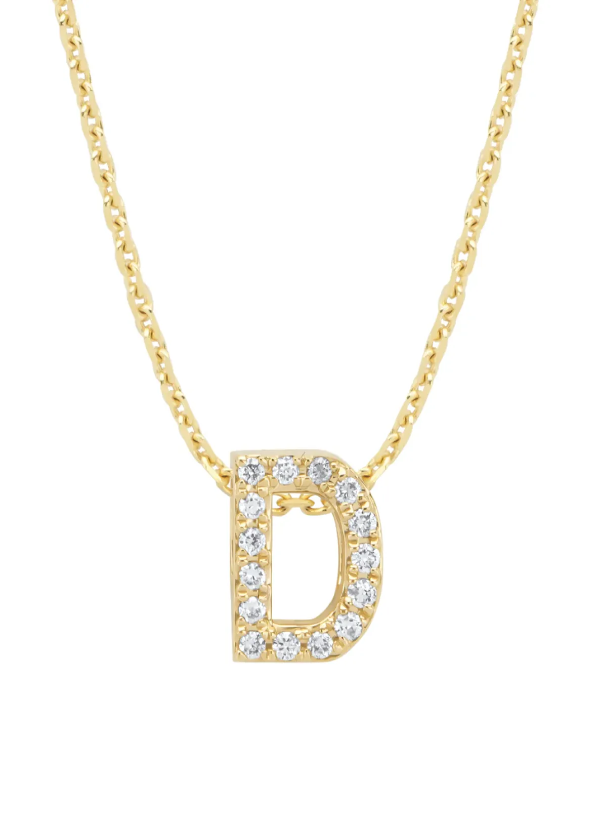 Diamond Point Letter Hangers|Losse Hangers<Geelgouden hanger D, 0.05 ct diamant, Alphabet