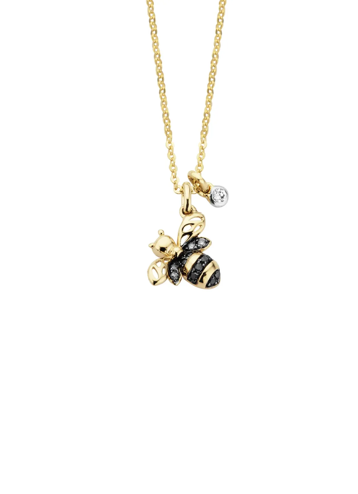 Diamond Point Geelgouden Colliers|Diamanten Colliers<Geelgouden hanger met collier, 0.10 ct diamant, Queen Bee