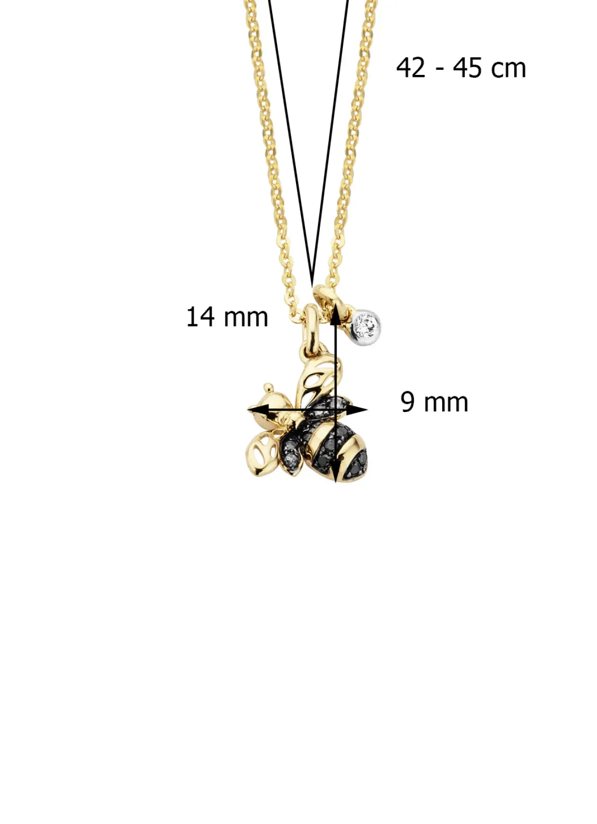 Diamond Point Geelgouden Colliers|Diamanten Colliers<Geelgouden hanger met collier, 0.10 ct diamant, Queen Bee