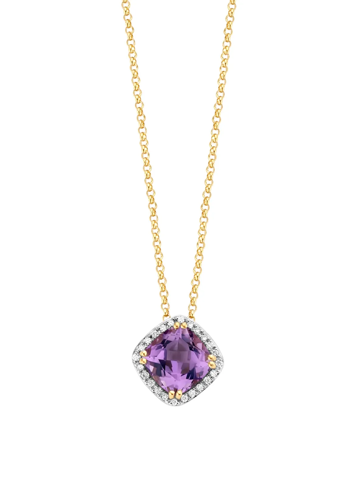 Diamond Point Geelgouden Colliers|Colliers Met Kleurstenen<Geelgouden hanger met collier, 1.54 ct paarse amethist, Fiësta