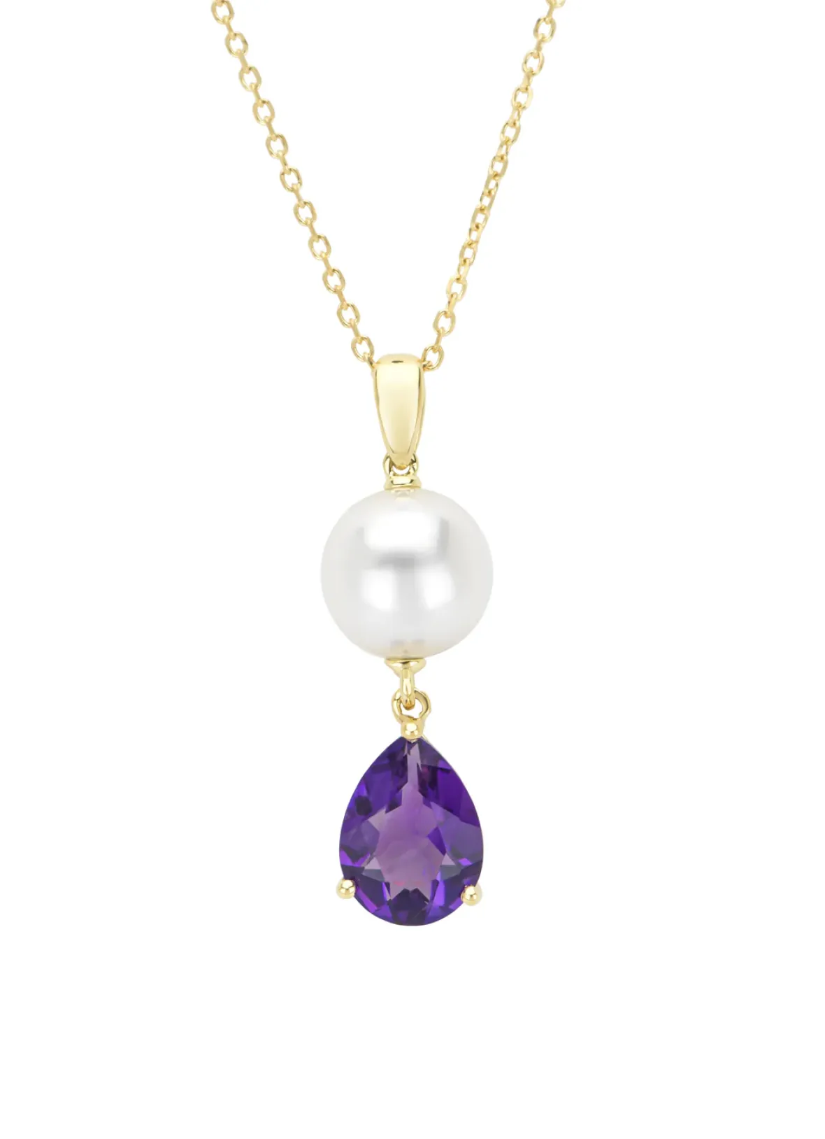 Diamond Point Geelgouden Colliers|Colliers Met Kleurstenen<Geelgouden hanger met collier, 0.82 ct paarse amethist, Rivièra
