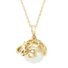 Diamond Point Geelgouden Colliers|Parelkettingen<Geelgouden hanger met collier, 4.50 ct zoetwaterparel, Queen Bee
