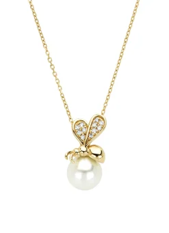 Diamond Point Geelgouden Colliers|Parelkettingen<Geelgouden hanger met collier, 2.50 ct zoetwaterparel, Queen Bee