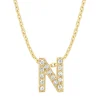 Diamond Point Letter Hangers|Losse Hangers<Geelgouden hanger N, 0.05 ct diamant, Alphabet