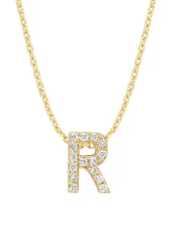 Diamond Point Letter Hangers|Losse Hangers<Geelgouden hanger R, 0.06 ct diamant, Alphabet