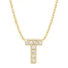 Diamond Point Letter Hangers|Losse Hangers<Geelgouden hanger T, 0.04 ct diamant, Alphabet