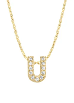 Diamond Point Letter Hangers|Losse Hangers<Geelgouden hanger U, 0.05 ct diamant, Alphabet