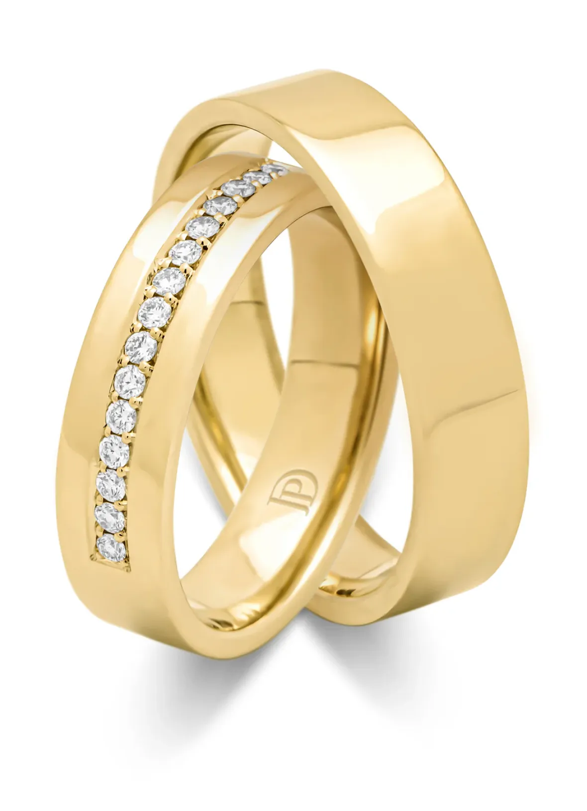 Diamond Point Geelgouden Ringen|Trouwringen Voor Mannen<Geelgouden 14 kt trouwring, Wedding