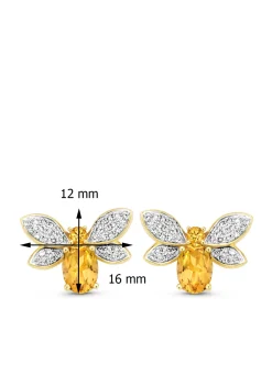 Diamond Point Geelgouden Oorsieraden|Oorsieraden Met Kleurstenen<Geelgouden oorsieraden, 1.55 ct citrien, Queen Bee