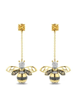 Diamond Point Geelgouden Oorsieraden|Oorhangers<Geelgouden oorsieraden, 0.39 ct citrien, Queen Bee