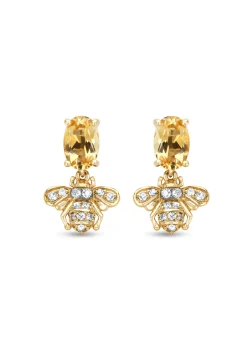 Diamond Point Geelgouden Oorsieraden|Oorsieraden Met Kleurstenen<Geelgouden oorsieraden, 0.87 ct citrien, Queen Bee