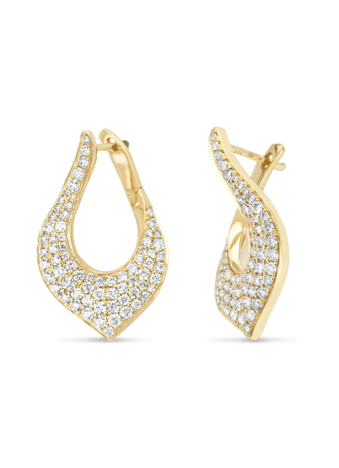 Diamond Point Geelgouden Oorsieraden|Diamanten Oorsieraden<Geelgouden oorsieraden, 1.10 ct diamant, Caviar