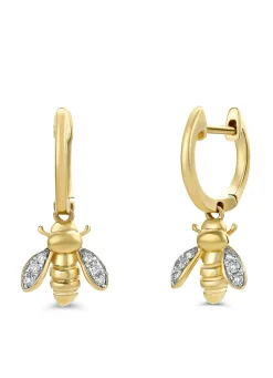 Diamond Point Geelgouden Oorsieraden|Diamanten Oorsieraden<Geelgouden oorsieraden, 0.08 ct diamant, Queen Bee