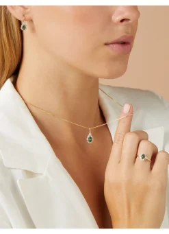 Diamond Point Geelgouden Oorsieraden|Oorsieraden Met Kleurstenen<Geelgouden oorsieraden, 1.21 ct groene saffier, Eden
