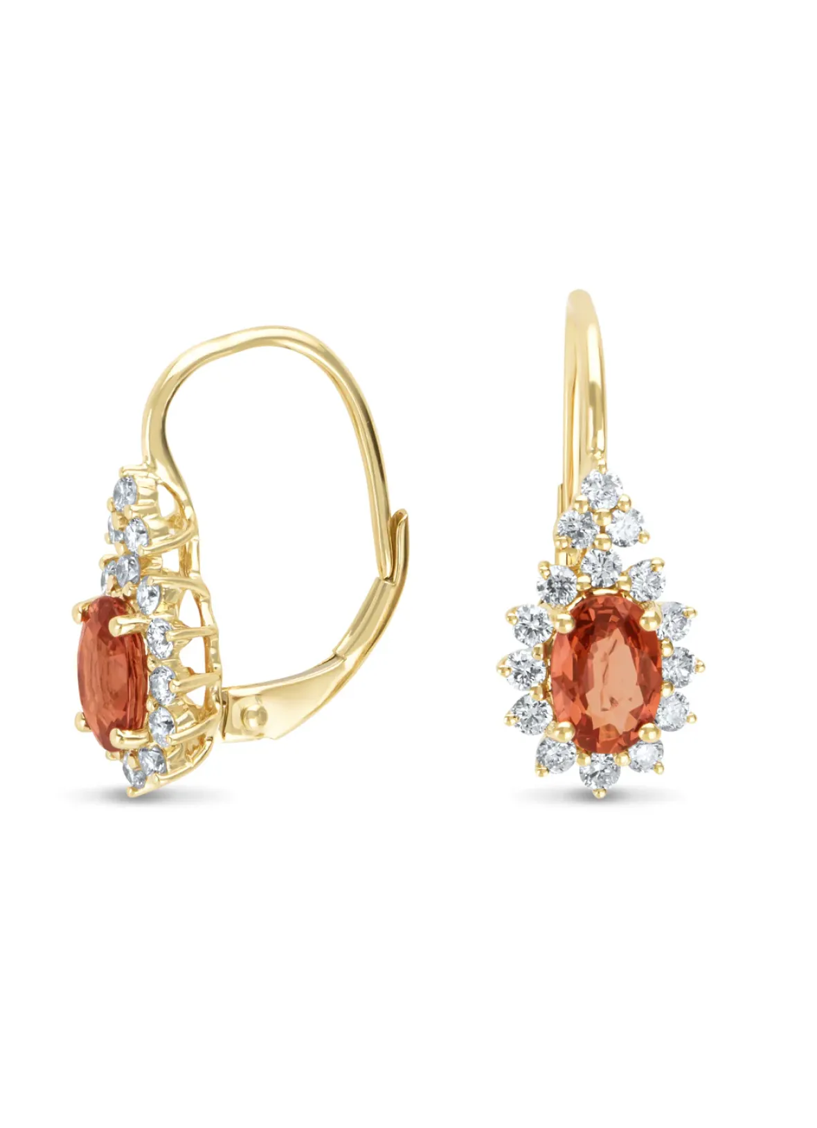 Diamond Point Geelgouden Oorsieraden|Oorsieraden Met Kleurstenen<Geelgouden oorsieraden, 1.21 ct oranje saffier ( bew, Eden