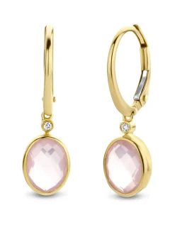 Diamond Point Geelgouden Oorsieraden|Oorsieraden Met Kleurstenen<Geelgouden oorsieraden, 2.38 ct rozenkwarts, Philosophy