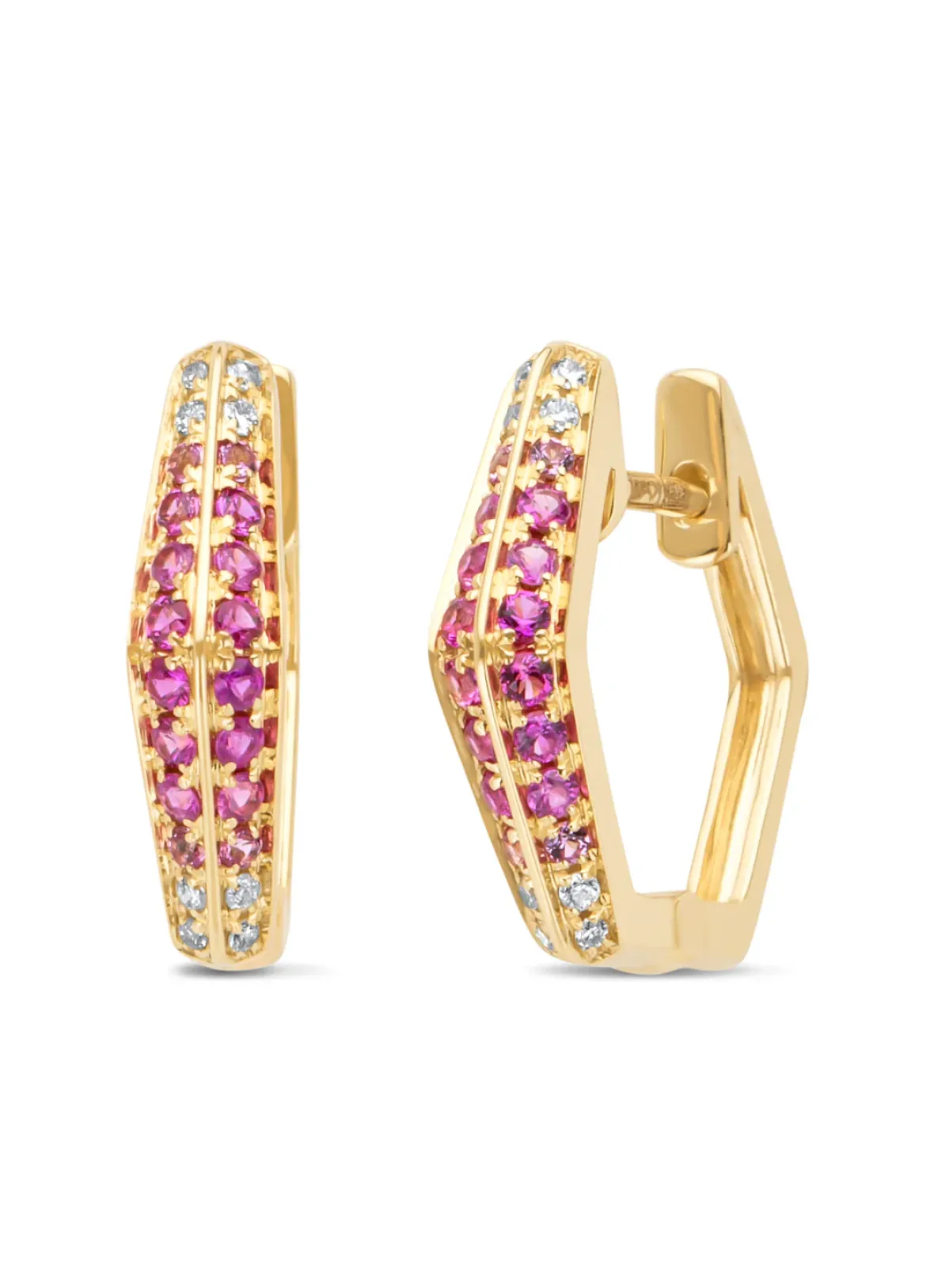 Diamond Point Geelgouden Oorsieraden|Oorsieraden Met Kleurstenen<Geelgouden oorsieraden, 0.30 ct roze saffier, Ensemble
