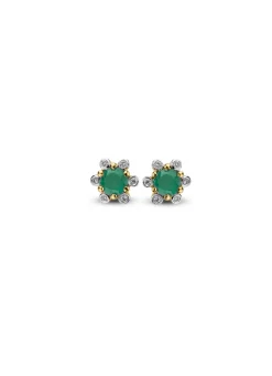 Diamond Point Geelgouden Oorsieraden|Oorsieraden Met Kleurstenen<Geelgouden oorsieraden, 0.44 ct smaragd, Empress