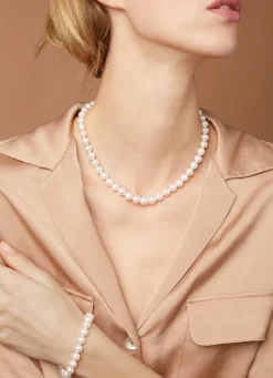 Diamond Point Geelgouden Colliers|Parelkettingen<Geelgouden parelketting Rivièra