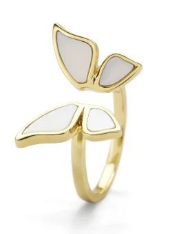Diamond Point Geelgouden Ringen|Parel Bruidssieraden<Geelgouden ring Butterfly Kisses