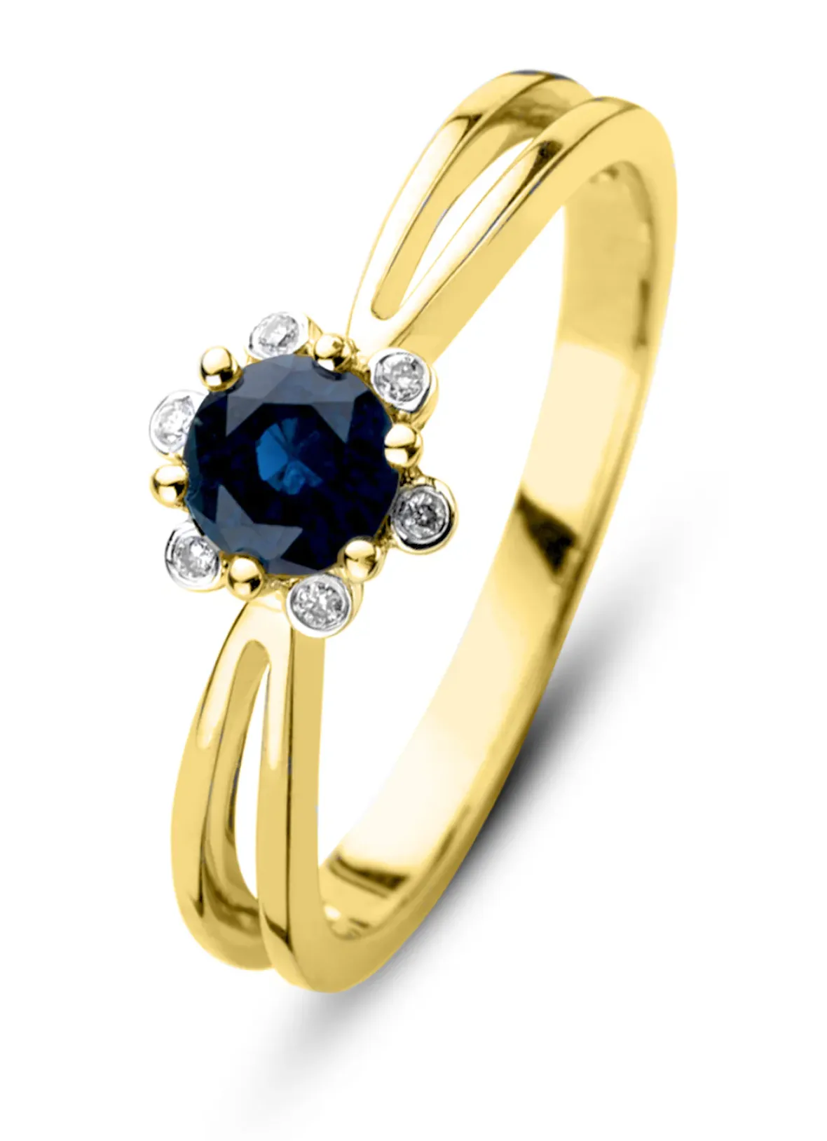 Diamond Point Geelgouden Ringen|Ringen Met Kleurstenen<Geelgouden ring, 0.50 ct blauwe saffier, Empress
