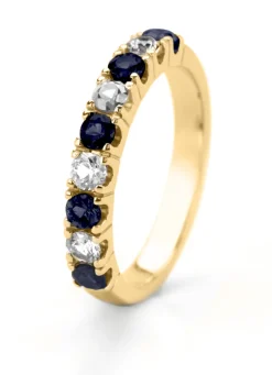 Diamond Point Geelgouden Ringen|Ringen Met Saffier<Geelgouden ring, 0.56 ct blauwe saffier, Ensemble