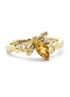 Diamond Point Geelgouden Ringen|Ringen Met Kleurstenen<Geelgouden ring, 0.44 ct citrien, Queen Bee