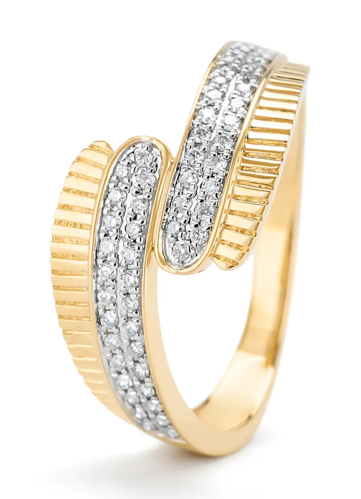 Diamond Point Geelgouden Ringen|Diamanten Ringen<Geelgouden ring, 0.20 ct diamant, Caviar
