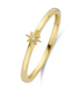 Diamond Point Geelgouden Ringen|Diamanten Ringen<Geelgouden ring, 0.01 ct diamant, Cosmic