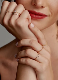 Diamond Point Geelgouden Ringen|Diamanten Ringen<Geelgouden ring, 0.03 ct diamant, Cosmic