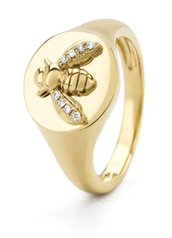 Diamond Point Geelgouden Ringen|Diamanten Ringen<Geelgouden ring, 0.03 ct diamant, Queen Bee