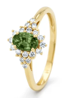 Diamond Point Geelgouden Ringen|Ringen Met Kleurstenen<Geelgouden ring, 0.60 ct groene saffier, Eden