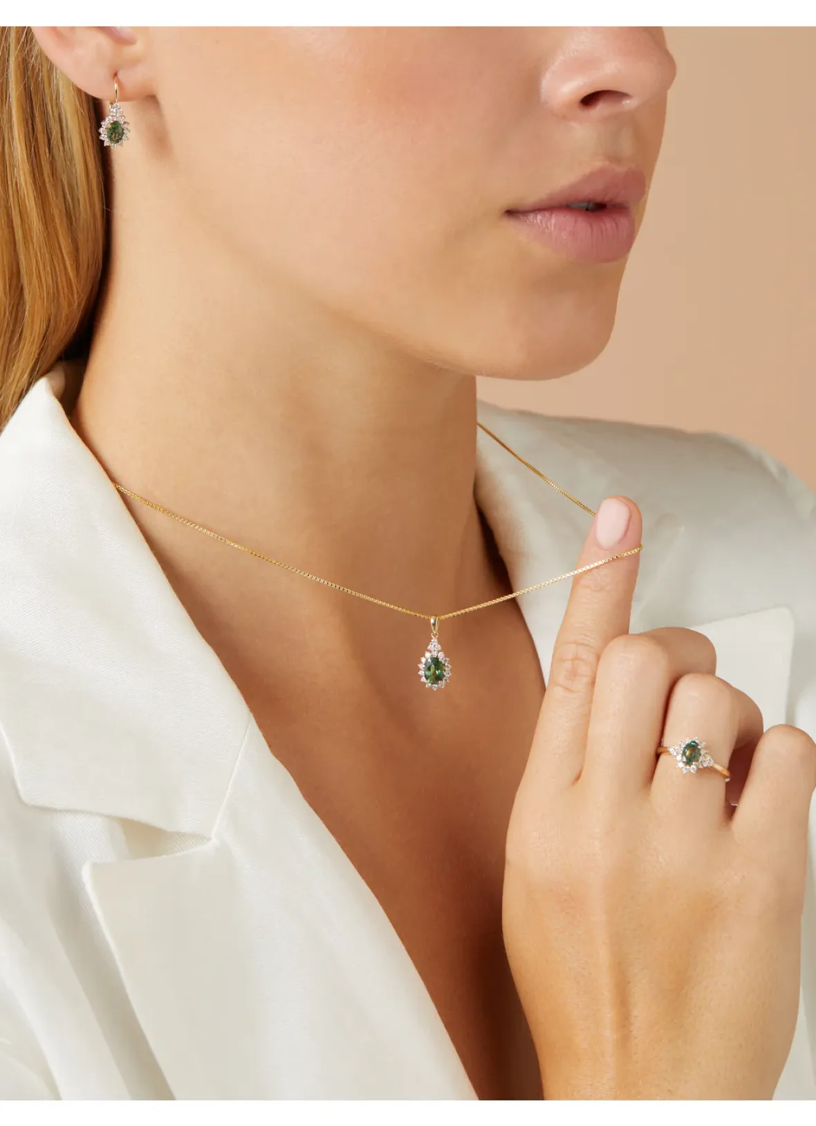 Diamond Point Geelgouden Ringen|Ringen Met Kleurstenen<Geelgouden ring, 0.60 ct groene saffier, Eden
