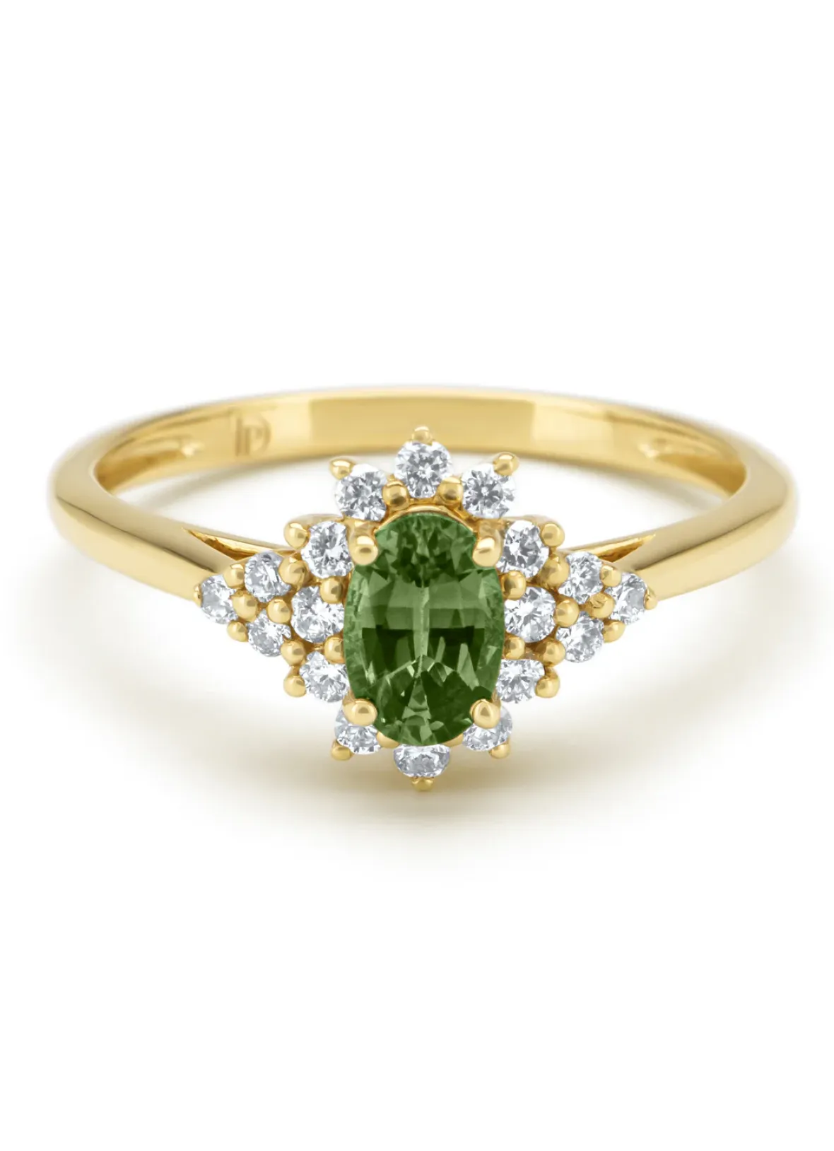 Diamond Point Geelgouden Ringen|Ringen Met Kleurstenen<Geelgouden ring, 0.60 ct groene saffier, Eden