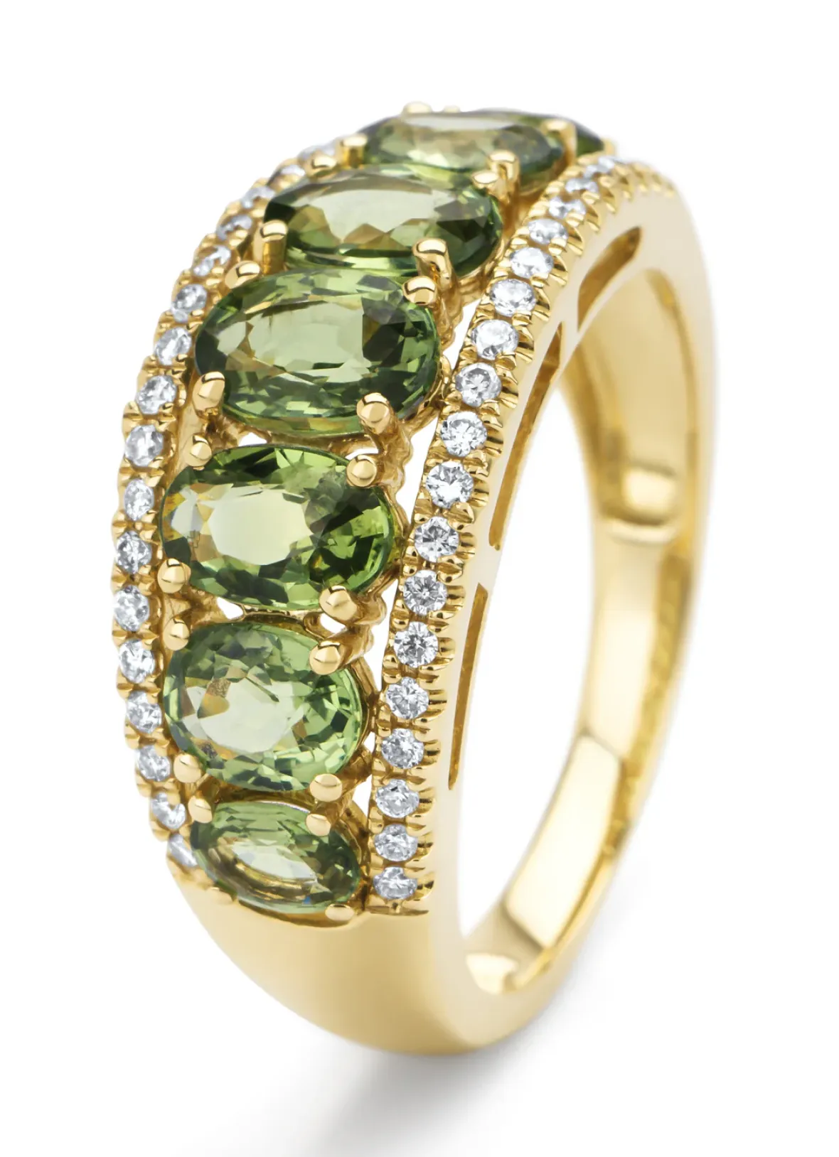 Diamond Point Geelgouden Ringen|Ringen Met Kleurstenen<Geelgouden ring, 3.14 ct groene saffier, Eden