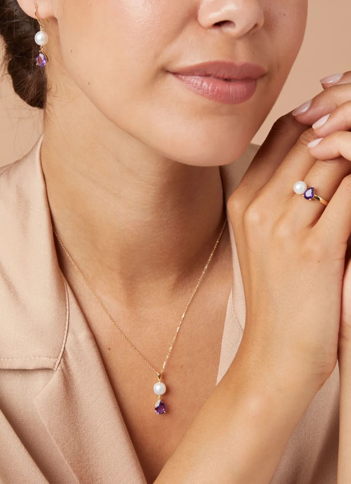 Diamond Point Geelgouden Ringen|Ringen Met Parels<Geelgouden ring, 0.63 ct paarse amethist, Rivièra