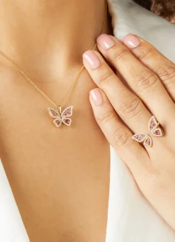 Diamond Point Geelgouden Ringen|Ringen Met Kleurstenen<Geelgouden ring, 0.19 ct roze saffier, Butterfly Kisses
