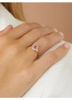 Diamond Point Geelgouden Ringen|Ringen Met Kleurstenen<Geelgouden ring, 0.60 ct roze saffier, Eden
