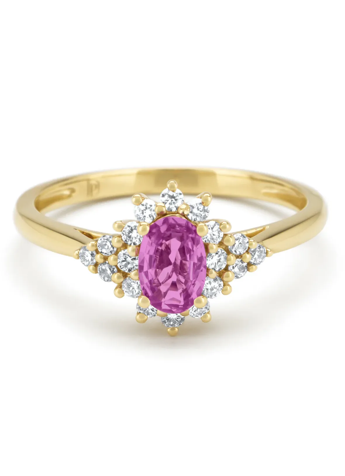 Diamond Point Geelgouden Ringen|Ringen Met Kleurstenen<Geelgouden ring, 0.60 ct roze saffier, Eden