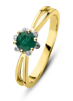 Diamond Point Geelgouden Ringen|Ringen Met Kleurstenen<Geelgouden ring, 0.38 ct smaragd, Empress