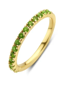 Diamond Point Geelgouden Ringen|Ringen Met Kleurstenen<Geelgouden ring, 0.32 ct smaragd, Ensemble