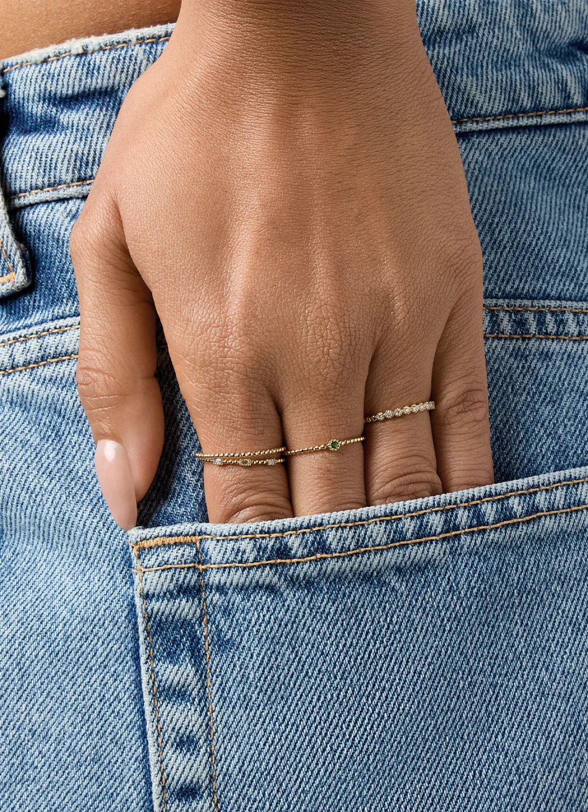 Diamond Point Geelgouden Ringen|Ringen Met Kleurstenen<Geelgouden ring, 0.04 ct smaragd, Joy