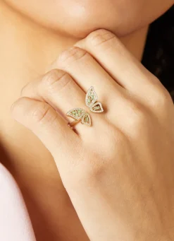 Diamond Point Geelgouden Ringen|Ringen Met Kleurstenen<Geelgouden ring, 0.18 ct tsavoriet, Butterfly Kisses